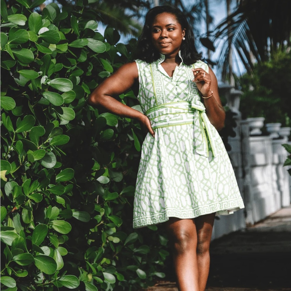 Sue Sartor sleeveless flounce key lime bamboo dress